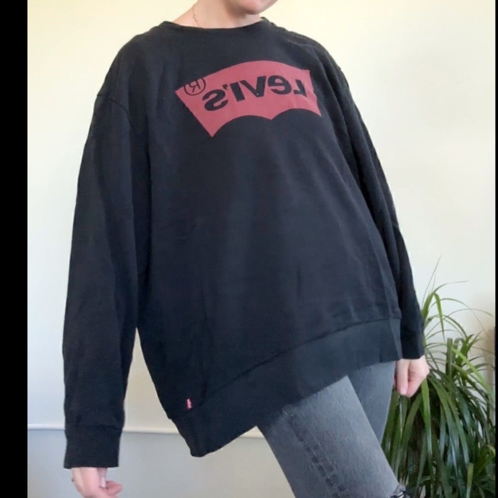 Levi's Sweatshirt Women's XXL Pullover black Long Sleeve Crew Neck‎